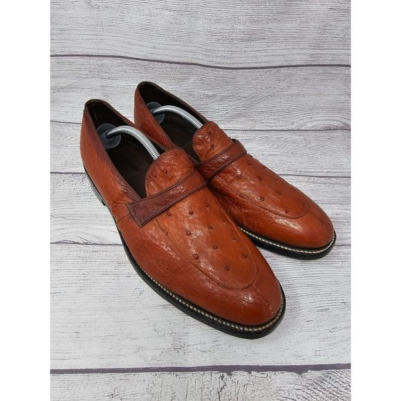 Ostrich Men's Penny Loafer Size 12 with Wood Sole - Picture 1 of 16